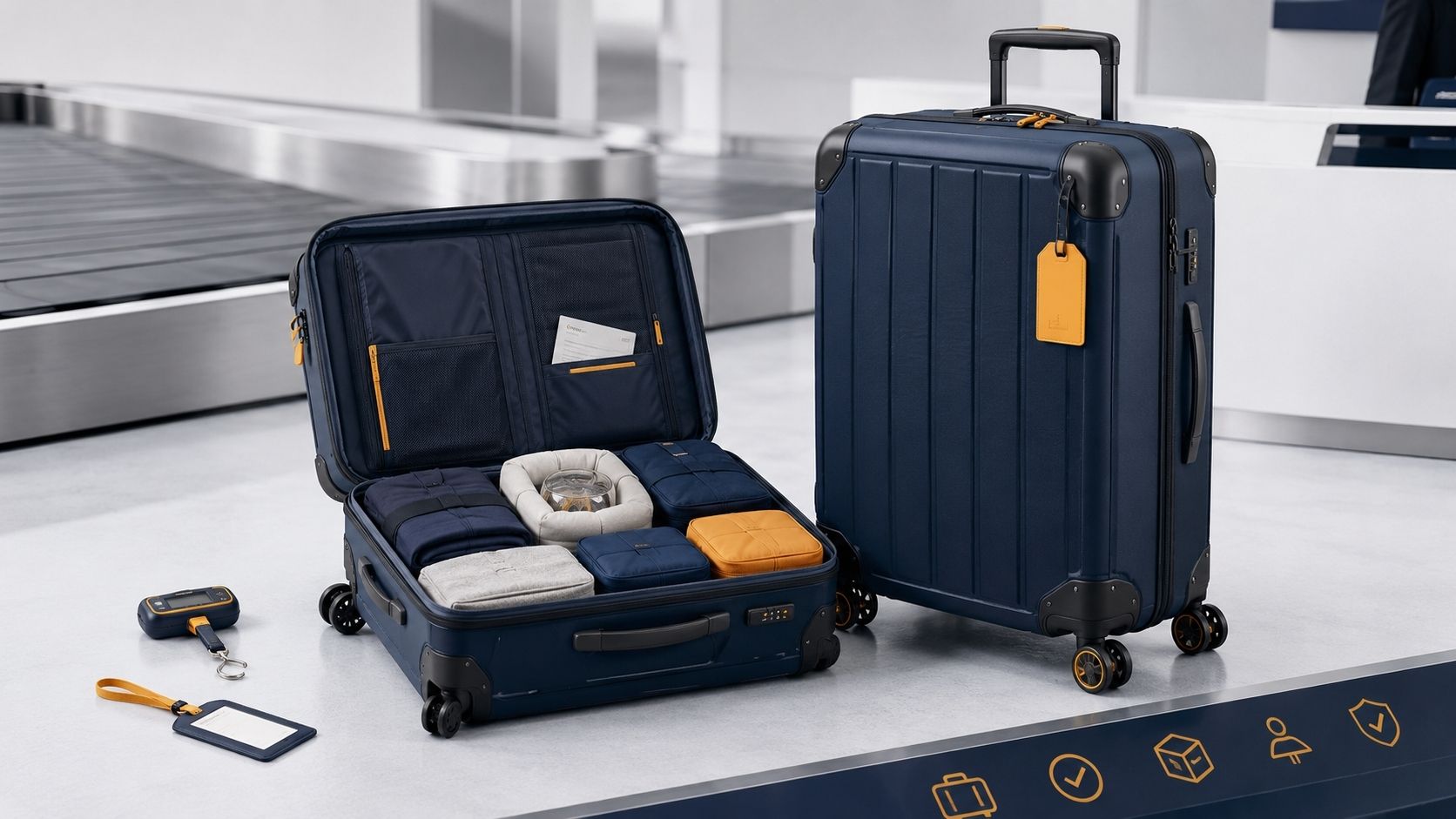 Which suitcases travel in the cargo hold?