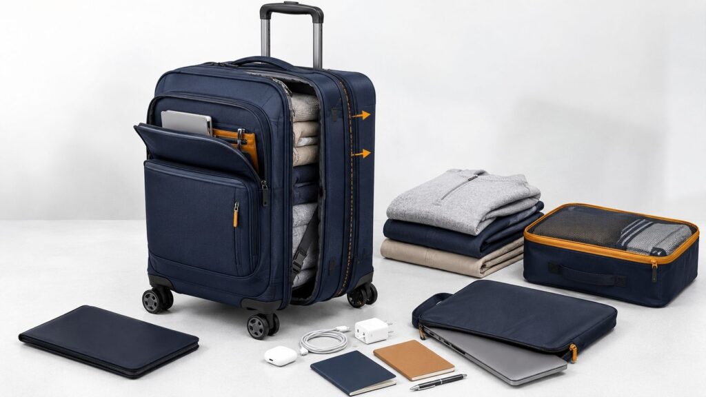 What Defines Softside Luggage Through Fabric Flexibility, Expandable Capacity, and Exterior Access?